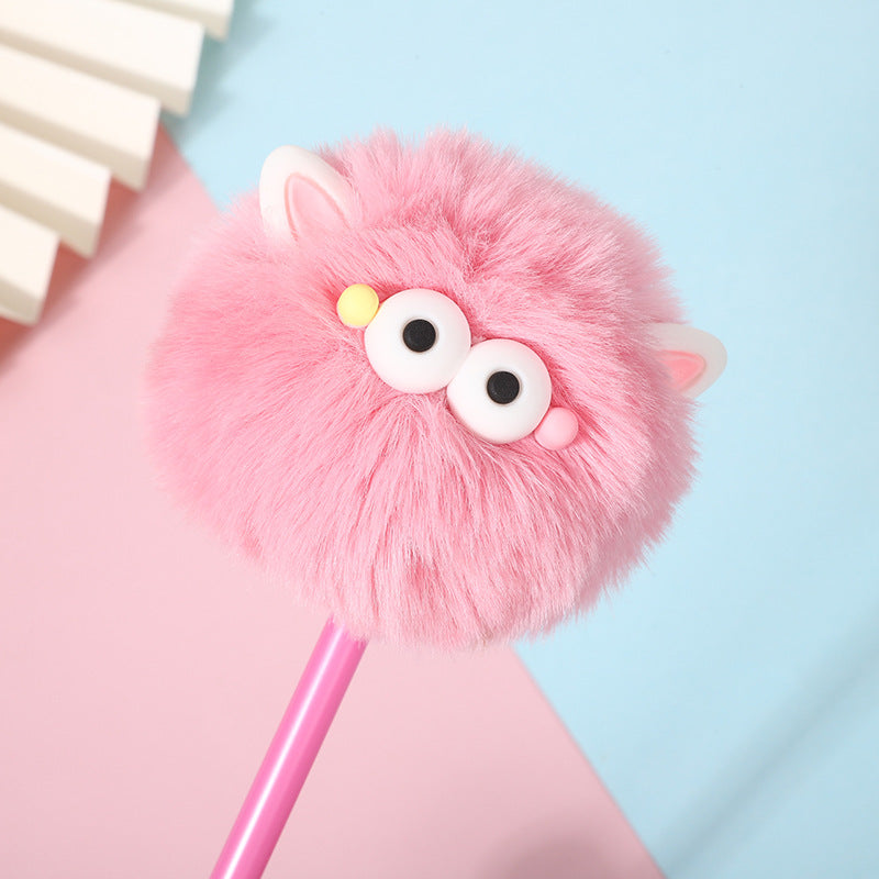 Wholesale Cute Little Monster Hair Ball Pen with Eyes